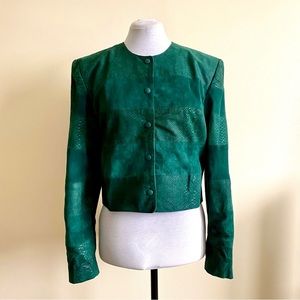 vintage 80s forest green suede jacket